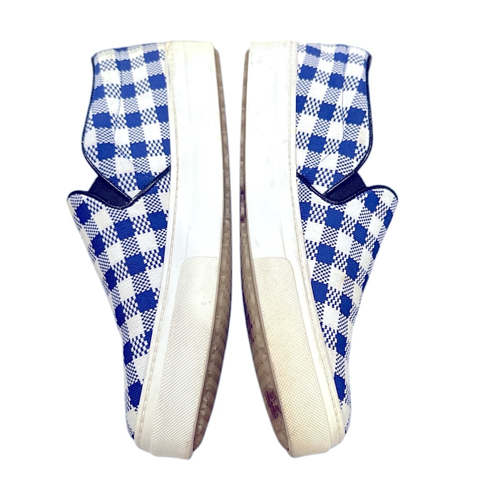 CELINE SLIPON COBALT SUMMER CASUAL GINGHAM CHECK LUXURY DESIGNER SNEAKERS - Picture 3 of 9